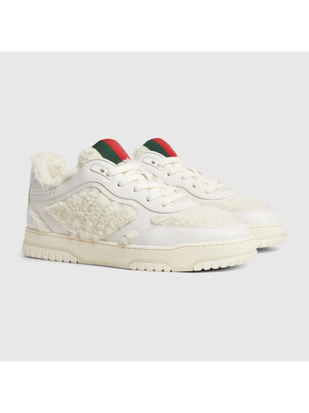 Gucci Web-detail sneakers in shearling white Size US 6 / IT 36 - 2 Thumbnail