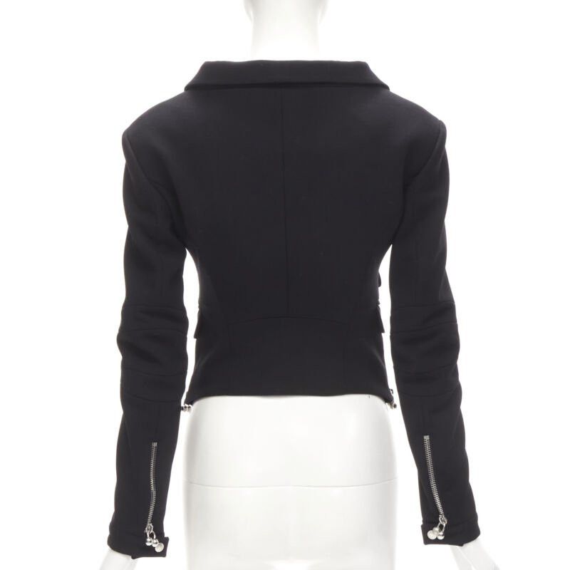 Dsquared2 DSQUARED2 silver punk Barbell Piercing zipper black cropped blazer S Size S / US 4 / IT 40 - 6 Thumbnail