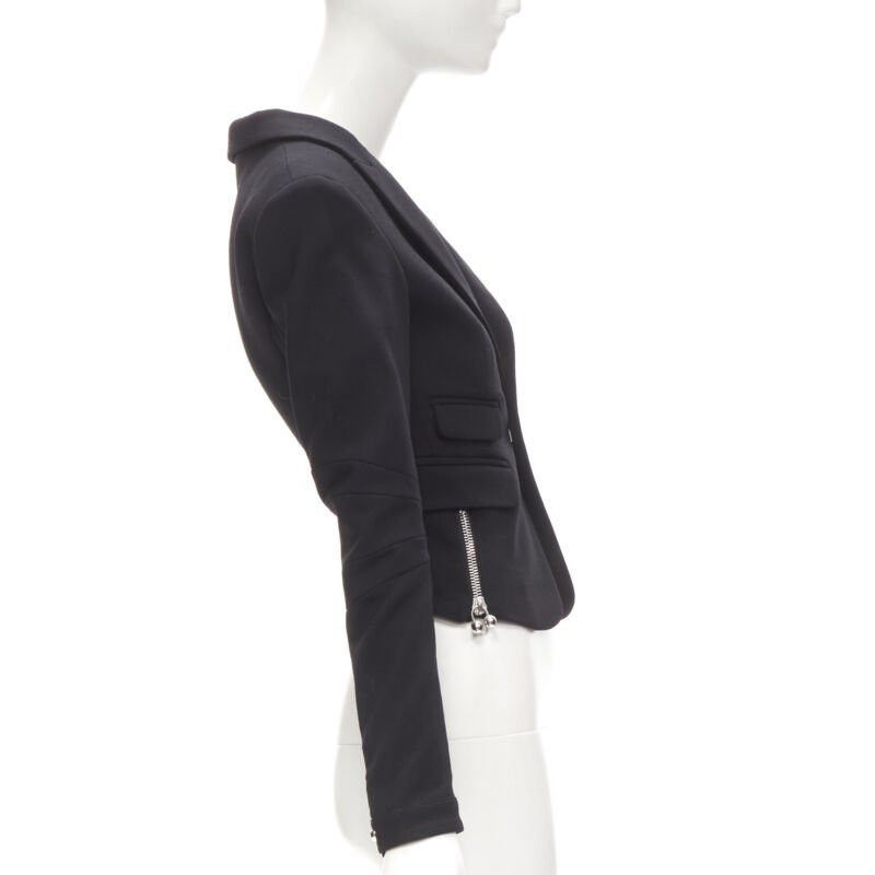 Dsquared2 DSQUARED2 silver punk Barbell Piercing zipper black cropped blazer S Size S / US 4 / IT 40 - 5 Thumbnail