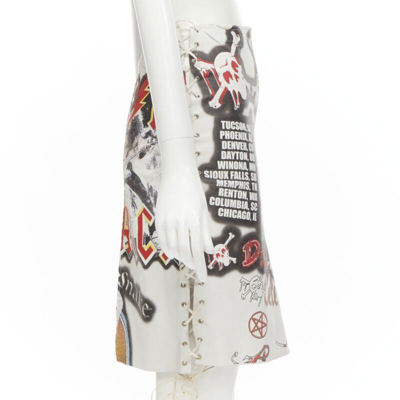 Dolce & Gabbana rare D&G DOLCE GABBANA 2001 Runway Acid Rock rock lace up leather skirt IT38 XS Size 26" / US 2 / IT 38 - 4 Thumbnail