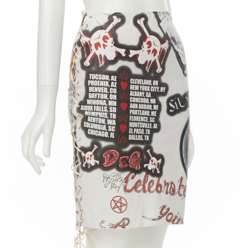 Dolce & Gabbana rare D&G DOLCE GABBANA 2001 Runway Acid Rock rock lace up leather skirt IT38 XS Size 26" / US 2 / IT 38 - 3 Thumbnail