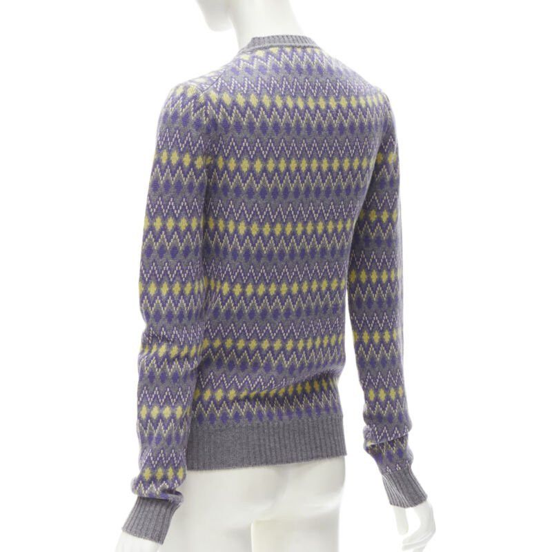Prada PRADA Sports Logo grey purple argyle knitted sweater S Size S / US 4 / IT 40 - 6 Thumbnail