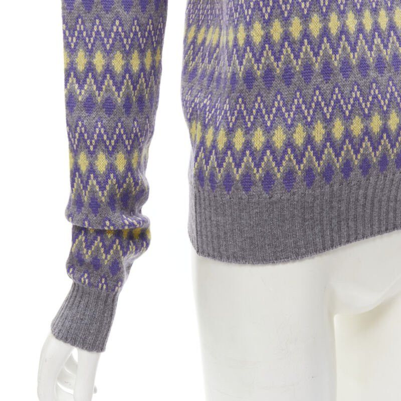 Prada PRADA Sports Logo grey purple argyle knitted sweater S Size S / US 4 / IT 40 - 7 Thumbnail