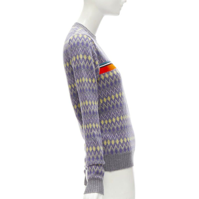 Prada PRADA Sports Logo grey purple argyle knitted sweater S Size S / US 4 / IT 40 - 4 Thumbnail