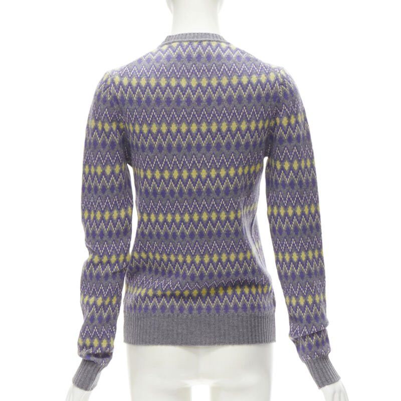 Prada PRADA Sports Logo grey purple argyle knitted sweater S Size S / US 4 / IT 40 - 5 Thumbnail