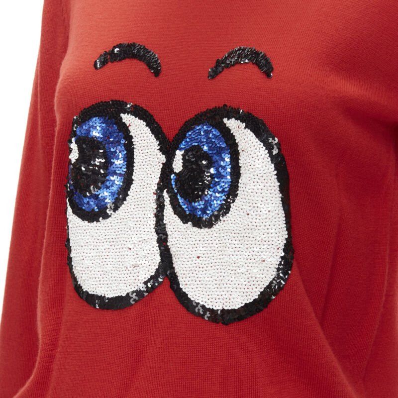 Markus Lupfer MARKUS LUPFER comic eyes sequins red pullover sweater XS Size XS / US 0-2 / IT 36-38 - 2 Thumbnail