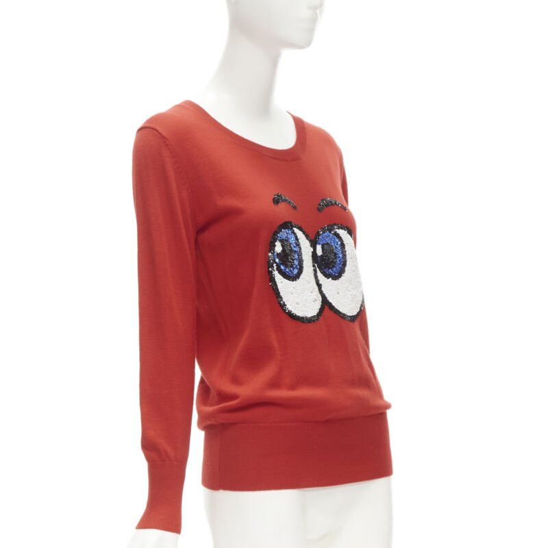 Markus Lupfer MARKUS LUPFER comic eyes sequins red pullover sweater XS Size XS / US 0-2 / IT 36-38 - 3 Thumbnail