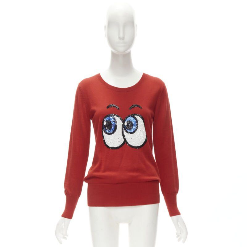 Markus Lupfer MARKUS LUPFER comic eyes sequins red pullover sweater XS Size XS / US 0-2 / IT 36-38 - 9 Thumbnail