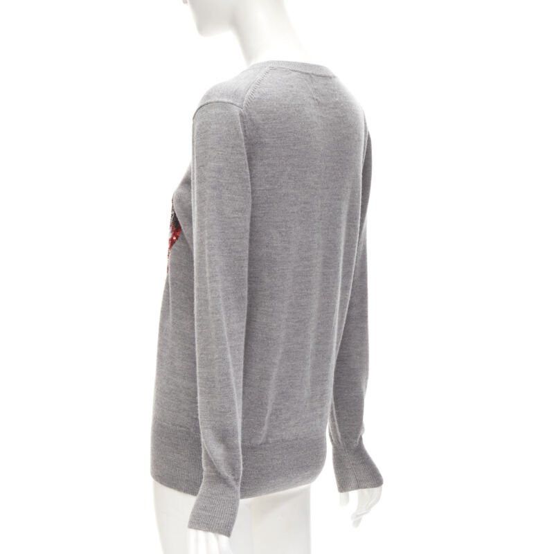 Markus Lupfer MARKUS LUPFER grey knit red lips sequins sweater S Size S / US 4 / IT 40 - 6 Thumbnail