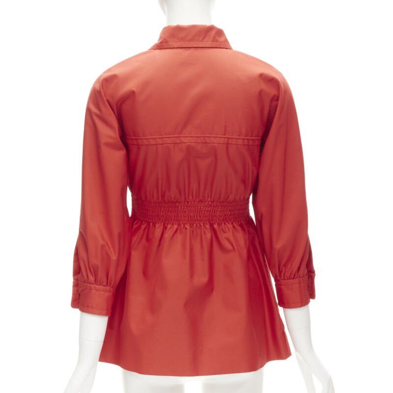 Gucci GUCCI red cotton elasticised waist belted anorak parka jacket IT36 S Size XS / US 0-2 / IT 36-38 - 6 Thumbnail