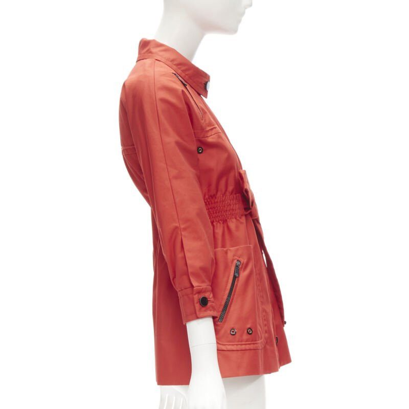 Gucci GUCCI red cotton elasticised waist belted anorak parka jacket IT36 S Size XS / US 0-2 / IT 36-38 - 5 Thumbnail