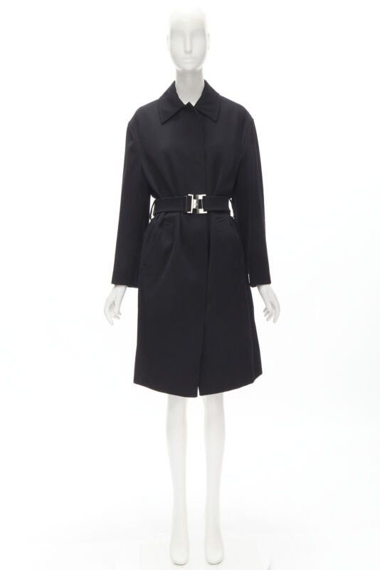 Gucci GUCCI TOM FORD 1998 Vintage black wool minimalist oversized belted coat IT38 Size S / US 4 / IT 40 - 11 Thumbnail