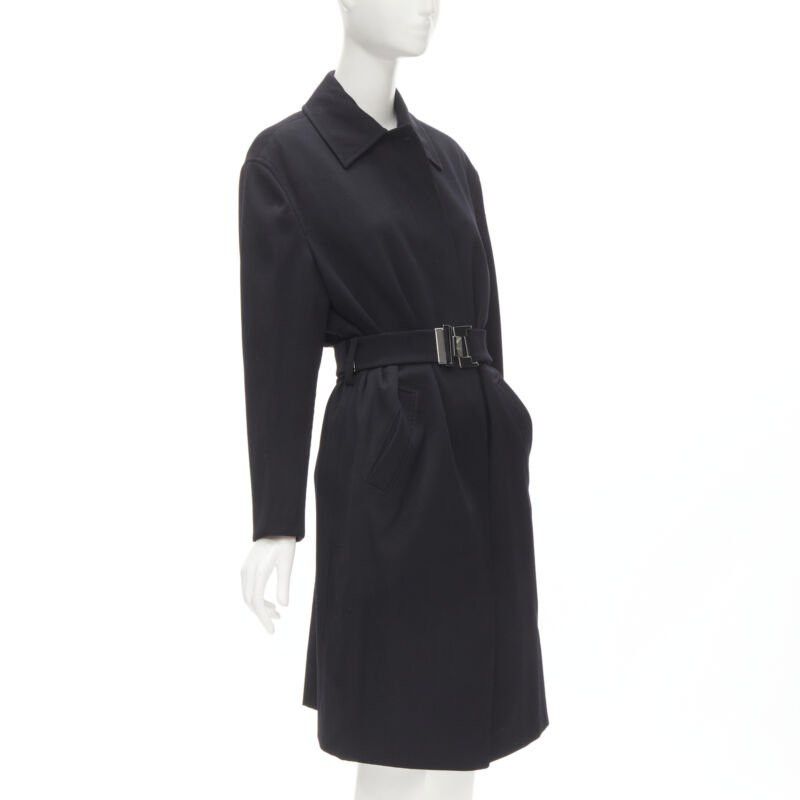 Gucci GUCCI TOM FORD 1998 Vintage black wool minimalist oversized belted coat IT38 Size S / US 4 / IT 40 - 4 Thumbnail
