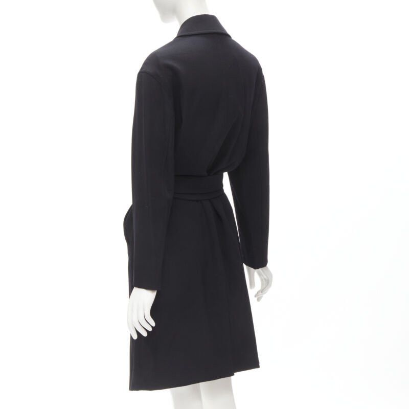 Gucci GUCCI TOM FORD 1998 Vintage black wool minimalist oversized belted coat IT38 Size S / US 4 / IT 40 - 7 Thumbnail