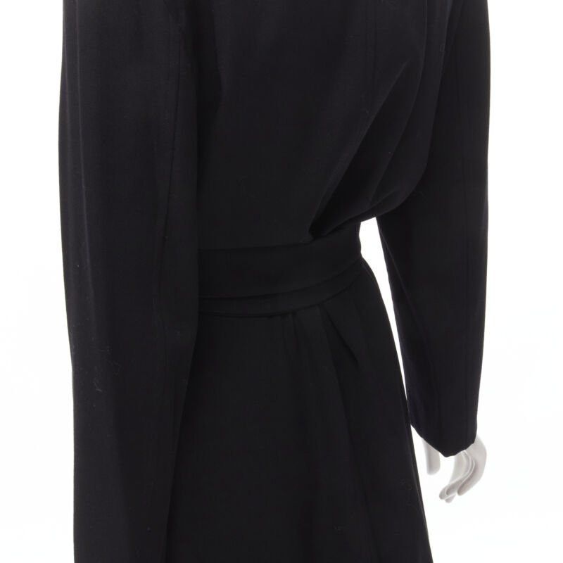 Gucci GUCCI TOM FORD 1998 Vintage black wool minimalist oversized belted coat IT38 Size S / US 4 / IT 40 - 9 Thumbnail