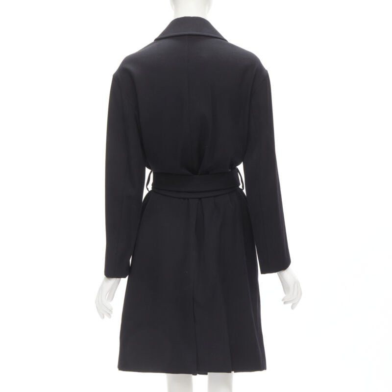 Gucci GUCCI TOM FORD 1998 Vintage black wool minimalist oversized belted coat IT38 Size S / US 4 / IT 40 - 6 Thumbnail