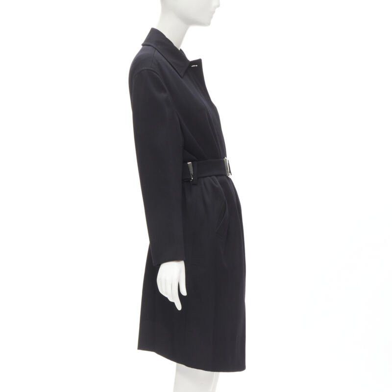 Gucci GUCCI TOM FORD 1998 Vintage black wool minimalist oversized belted coat IT38 Size S / US 4 / IT 40 - 5 Thumbnail