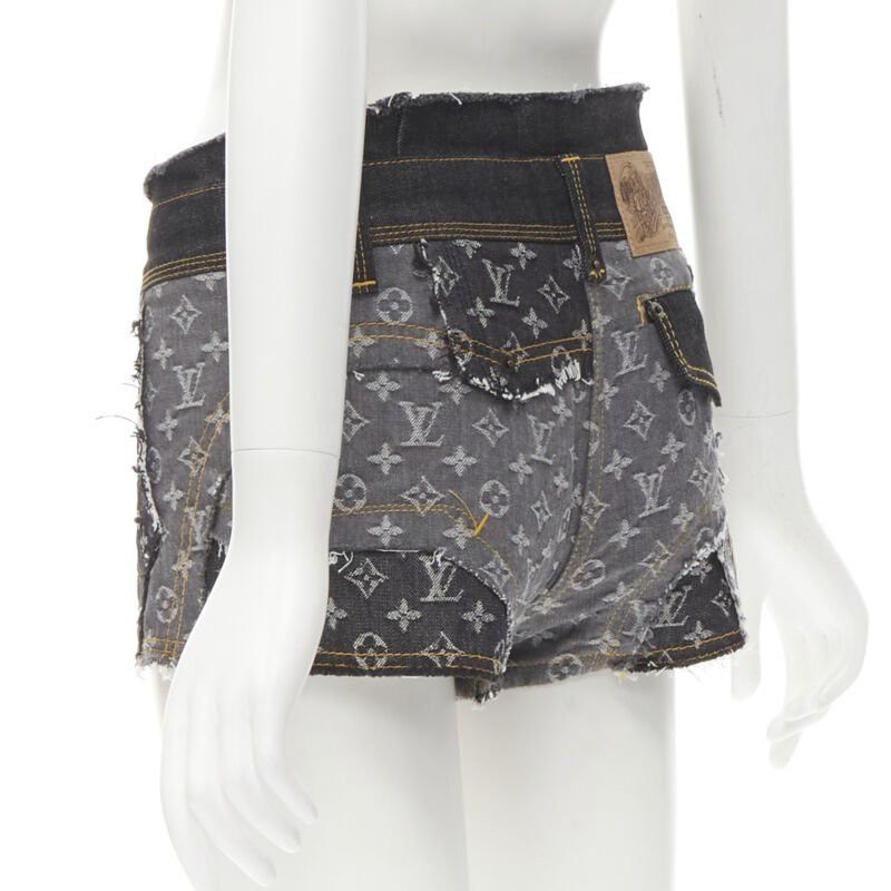 Louis Vuitton rare LOUIS VUITTON LV mongram jacquard raw cut patchwork shorts FR36 S Size 27" / US 4 / IT 40 - 5 Thumbnail