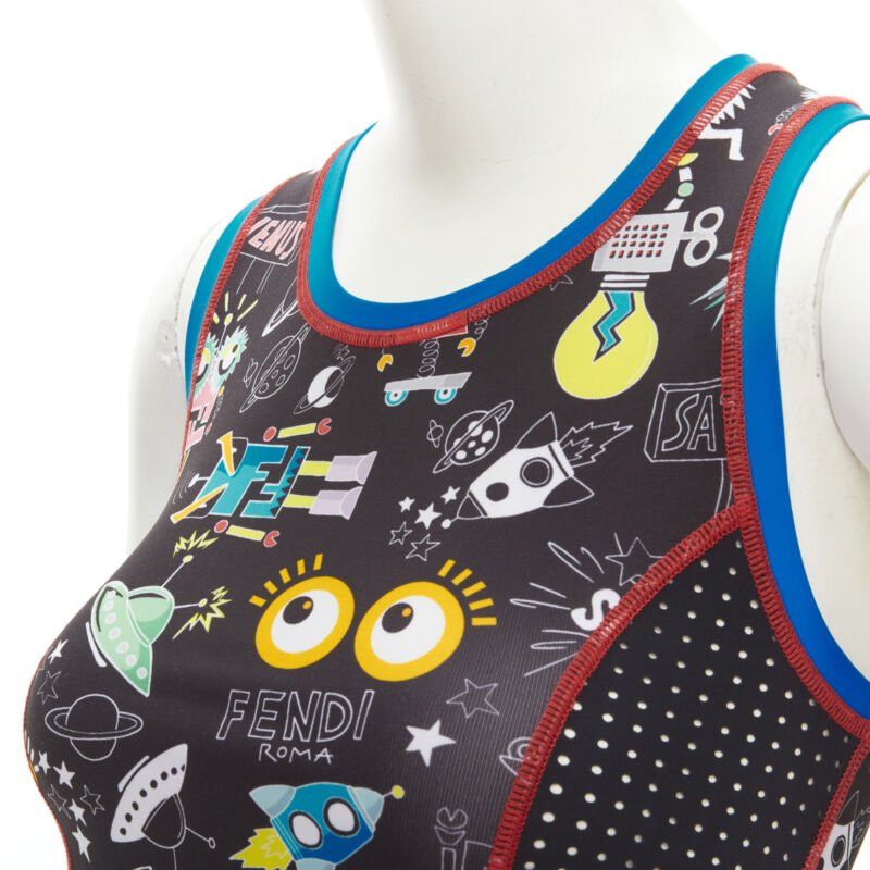 Fendi FENDI Activewear black FF robot Monster Eye tank top XS Size XS / US 0-2 / IT 36-38 - 2 Thumbnail