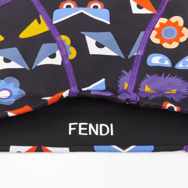 Fendi FENDI Activewear Monster Bug Eye black graphic print perforated crop top Size ONE SIZE - 8 Thumbnail