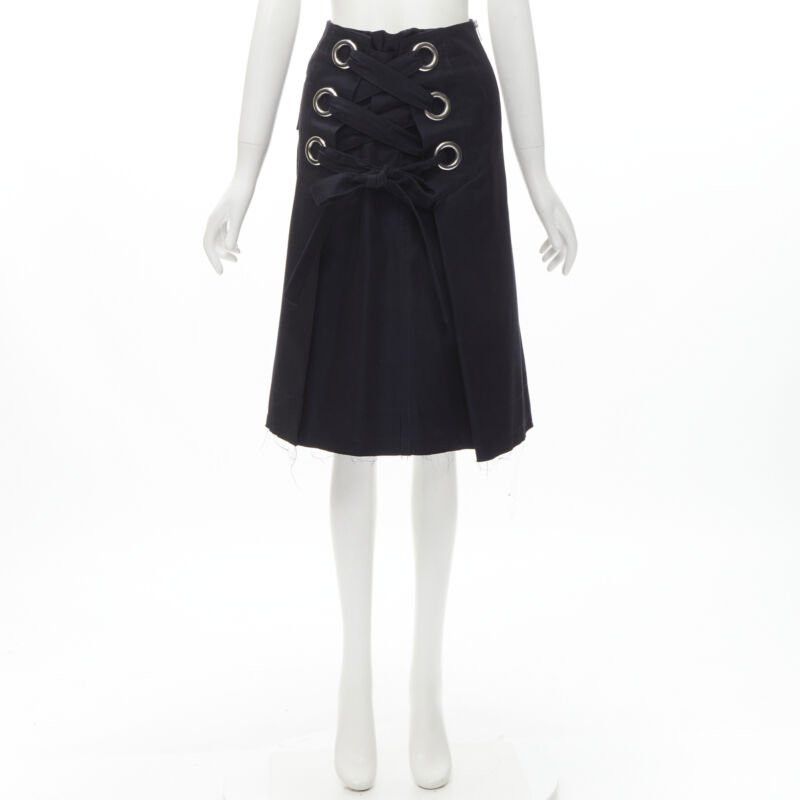 Sacai SACAI XL silver grommet lace front A-line skirt S Size 26" / US 2 / IT 38 - 9 Thumbnail