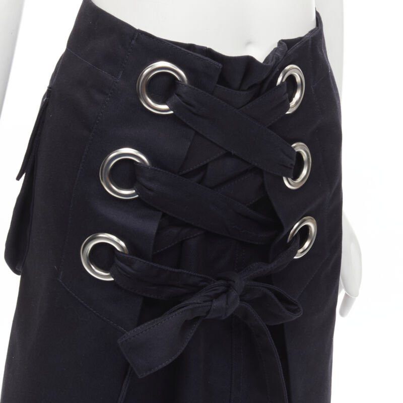 Sacai SACAI XL silver grommet lace front A-line skirt S Size 26" / US 2 / IT 38 - 2 Thumbnail