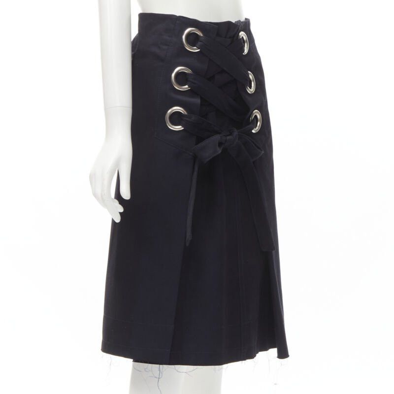 Sacai SACAI XL silver grommet lace front A-line skirt S Size 26" / US 2 / IT 38 - 3 Thumbnail