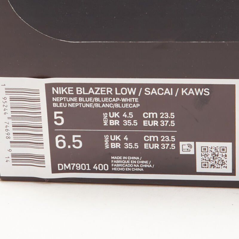 Nike new SACAI KAWS Nike Blazer Low neptune blue mid sneaker EU5 EU37.5 DM7901 400 Size US 5 / IT 35 - 12 Thumbnail
