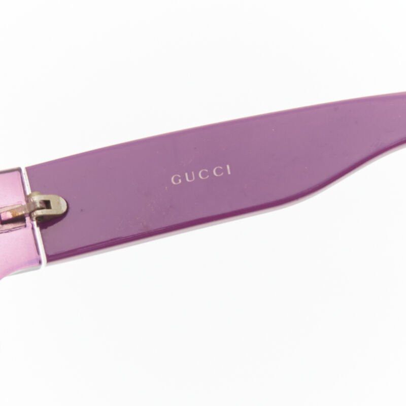 Gucci GUCCI Vintage Y2K GG2563/S PR3 pink square shield GG logo webbing sunglasses Size ONE SIZE - 6 Thumbnail