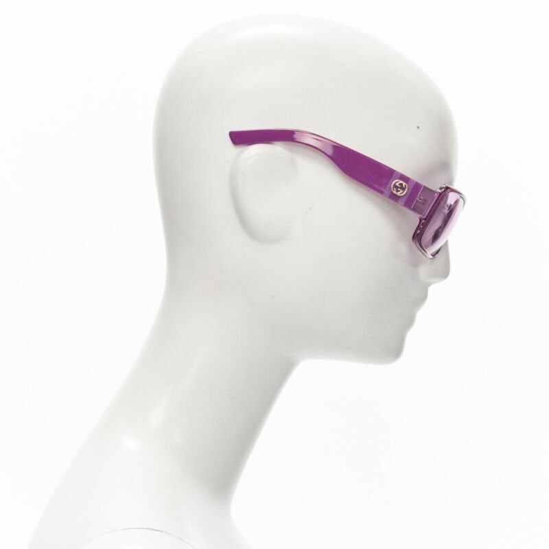 Gucci GUCCI Vintage Y2K GG2563/S PR3 pink square shield GG logo webbing sunglasses Size ONE SIZE - 4 Thumbnail