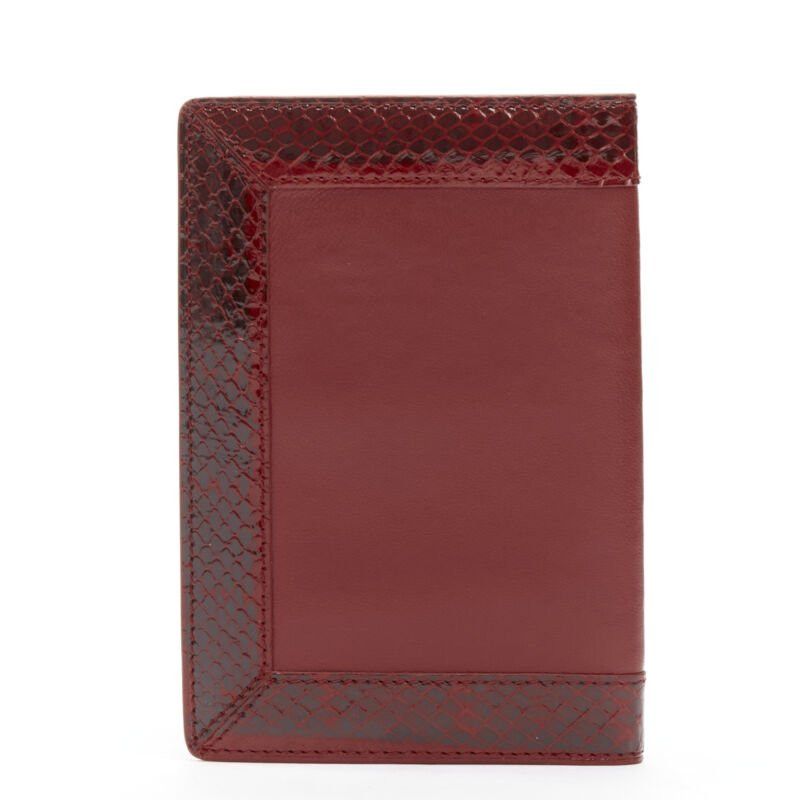 KWANPEN KWANEPN red glossy scaled leather trim bifold passport card holder Size ONE SIZE - 4 Thumbnail
