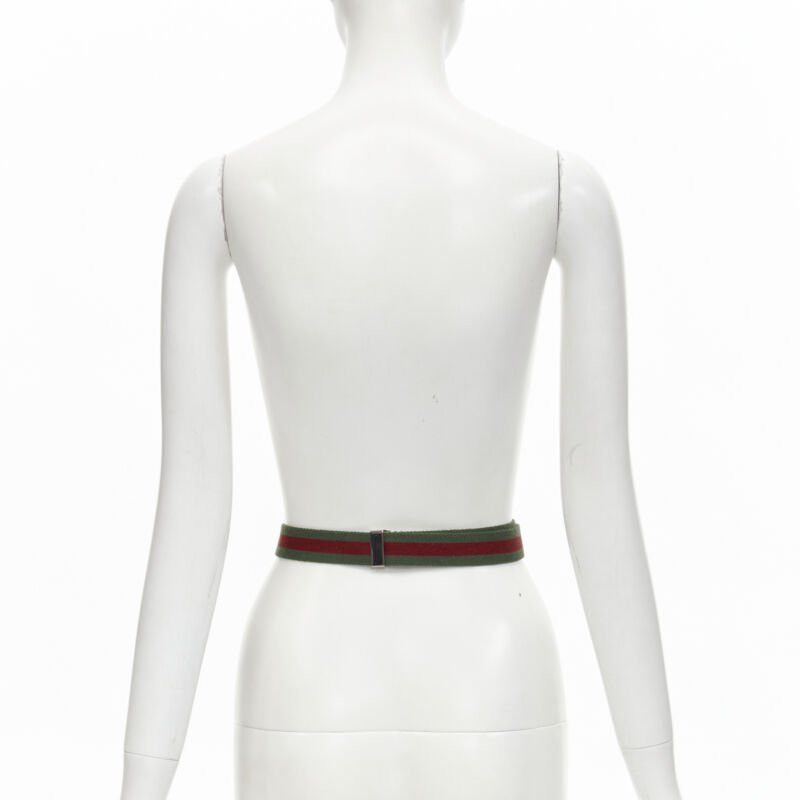 Gucci GUCCI Vintage Y2K silver ruthenium GG square buckle red green web belt Size ONE SIZE - 5 Thumbnail