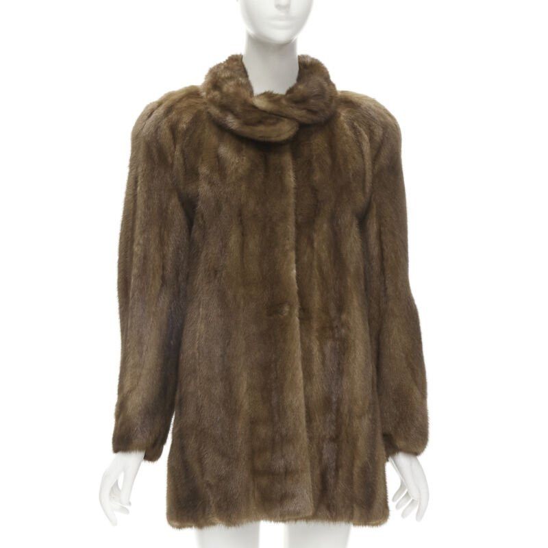 Other M JACQUES brown fur peter pan collar long sleeve hook eye coat jacket Size M / US 6-8 / IT 42-44 - 3 Thumbnail