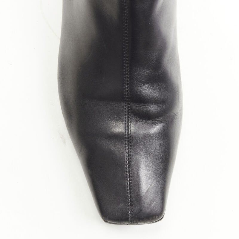 Gucci GUCCI black web trim leather gold bamboo charm zip riding boots EU36 Size US 6 / IT 36 - 7 Thumbnail