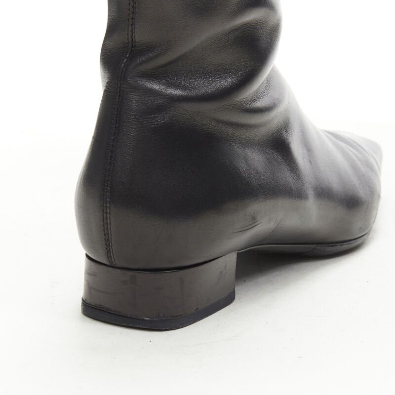 Gucci GUCCI black web trim leather gold bamboo charm zip riding boots EU36 Size US 6 / IT 36 - 9 Thumbnail