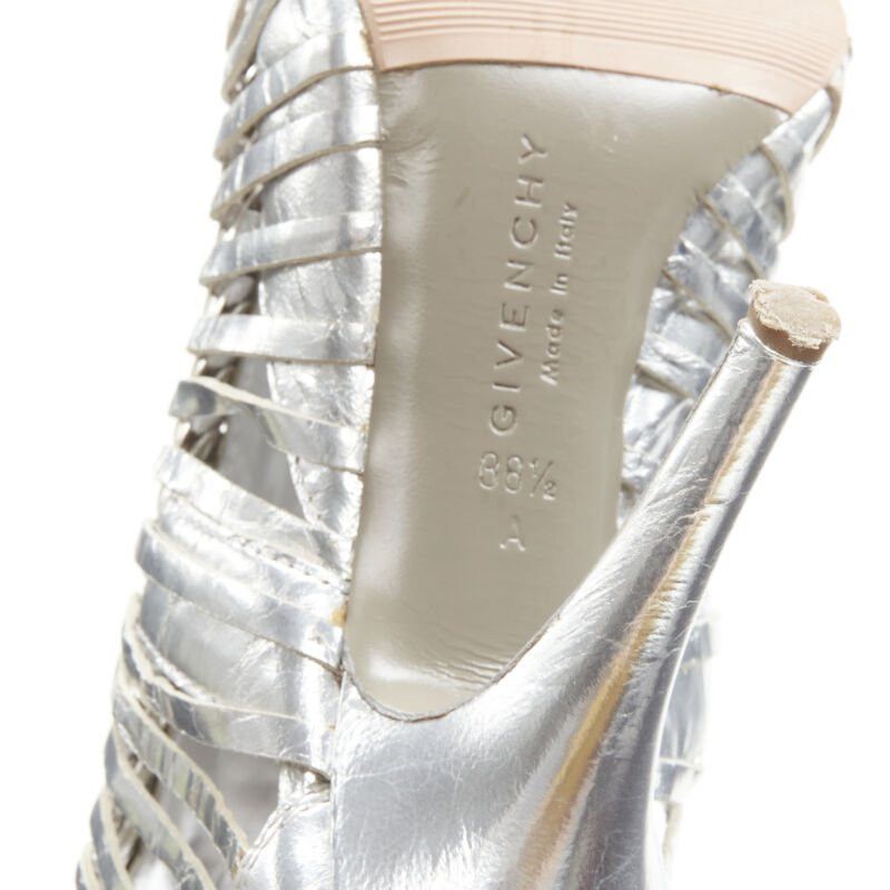 Givenchy GIVENCHY metallic silver metal discs embellished strappy peep toe bootie EU36.5 Size US 6.5 / IT 36.5 - 10 Thumbnail