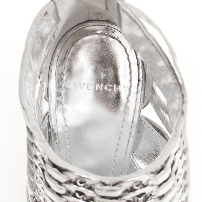 Givenchy GIVENCHY metallic silver metal discs embellished strappy peep toe bootie EU36.5 Size US 6.5 / IT 36.5 - 9 Thumbnail