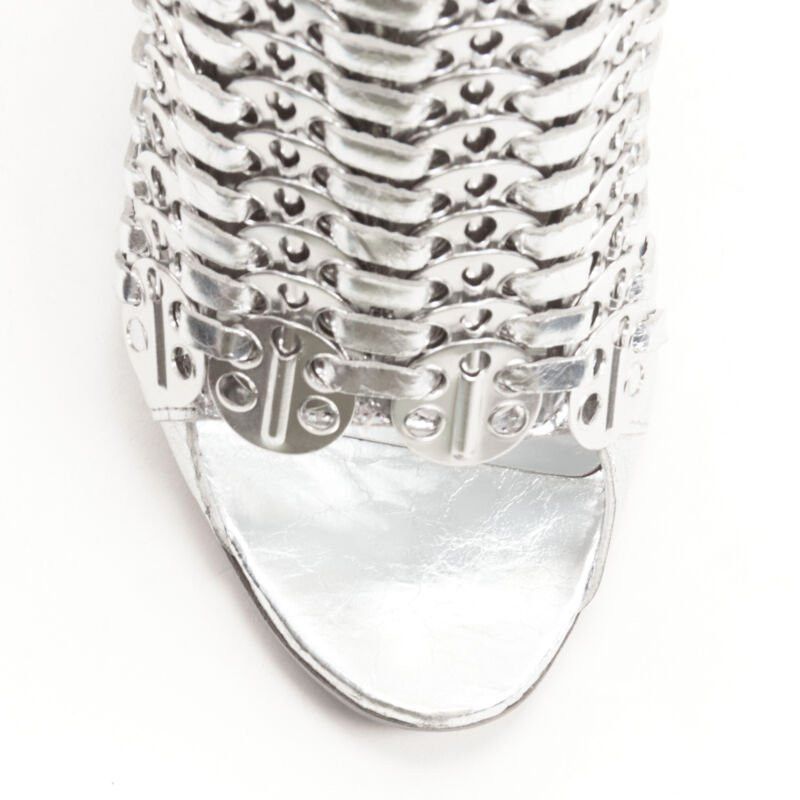 Givenchy GIVENCHY metallic silver metal discs embellished strappy peep toe bootie EU36.5 Size US 6.5 / IT 36.5 - 7 Thumbnail