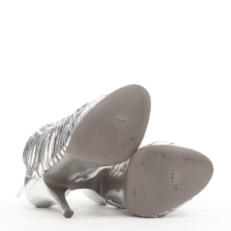 Givenchy GIVENCHY metallic silver metal discs embellished strappy peep toe bootie EU36.5 Size US 6.5 / IT 36.5 - 11 Thumbnail