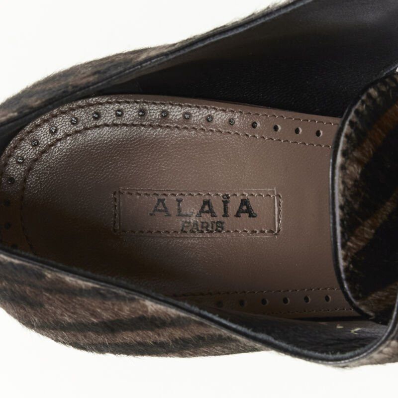 Alaia ALAIA brown black zebra stripe fur leather truck sole ankle bootie EU36.5 Size US 6.5 / IT 36.5 - 10 Thumbnail