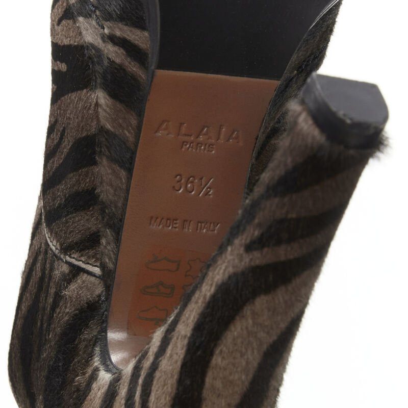 Alaia ALAIA brown black zebra stripe fur leather truck sole ankle bootie EU36.5 Size US 6.5 / IT 36.5 - 11 Thumbnail