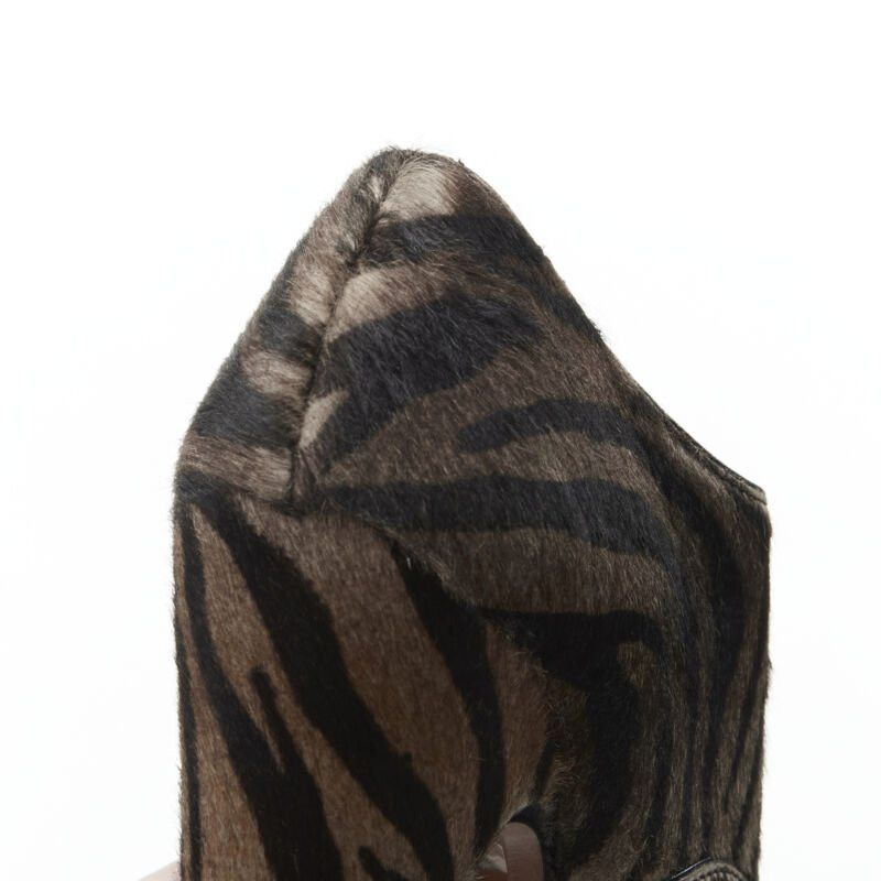 Alaia ALAIA brown black zebra stripe fur leather truck sole ankle bootie EU36.5 Size US 6.5 / IT 36.5 - 9 Thumbnail