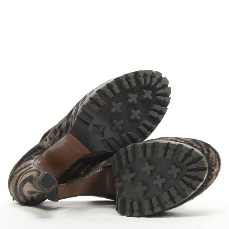 Alaia ALAIA brown black zebra stripe fur leather truck sole ankle bootie EU36.5 Size US 6.5 / IT 36.5 - 12 Thumbnail