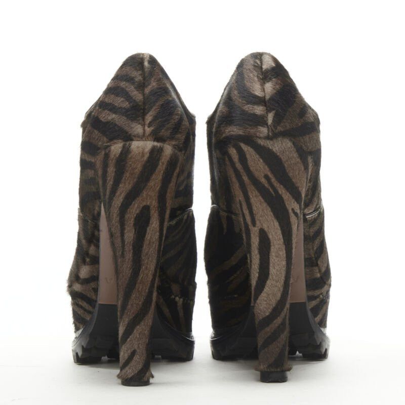 Alaia ALAIA brown black zebra stripe fur leather truck sole ankle bootie EU36.5 Size US 6.5 / IT 36.5 - 5 Thumbnail