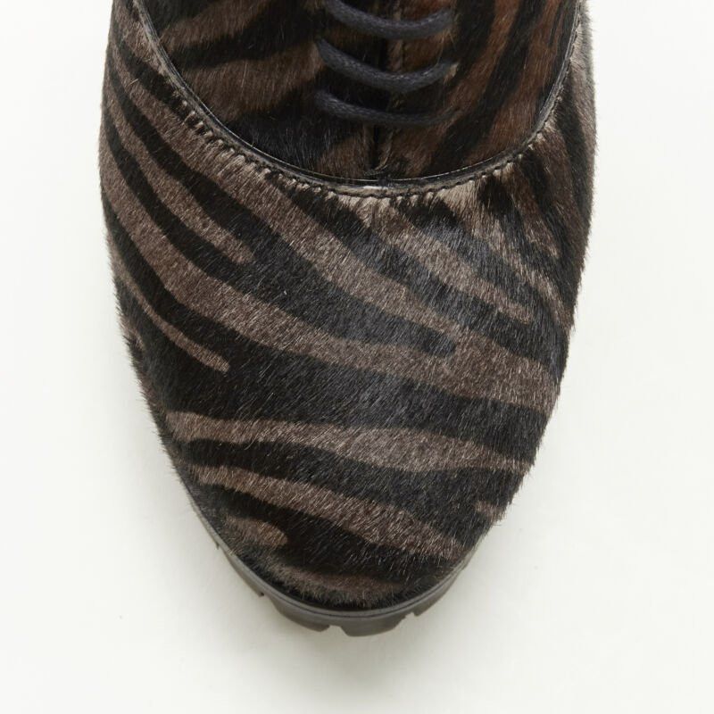 Alaia ALAIA brown black zebra stripe fur leather truck sole ankle bootie EU36.5 Size US 6.5 / IT 36.5 - 6 Thumbnail