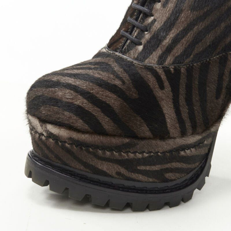 Alaia ALAIA brown black zebra stripe fur leather truck sole ankle bootie EU36.5 Size US 6.5 / IT 36.5 - 7 Thumbnail