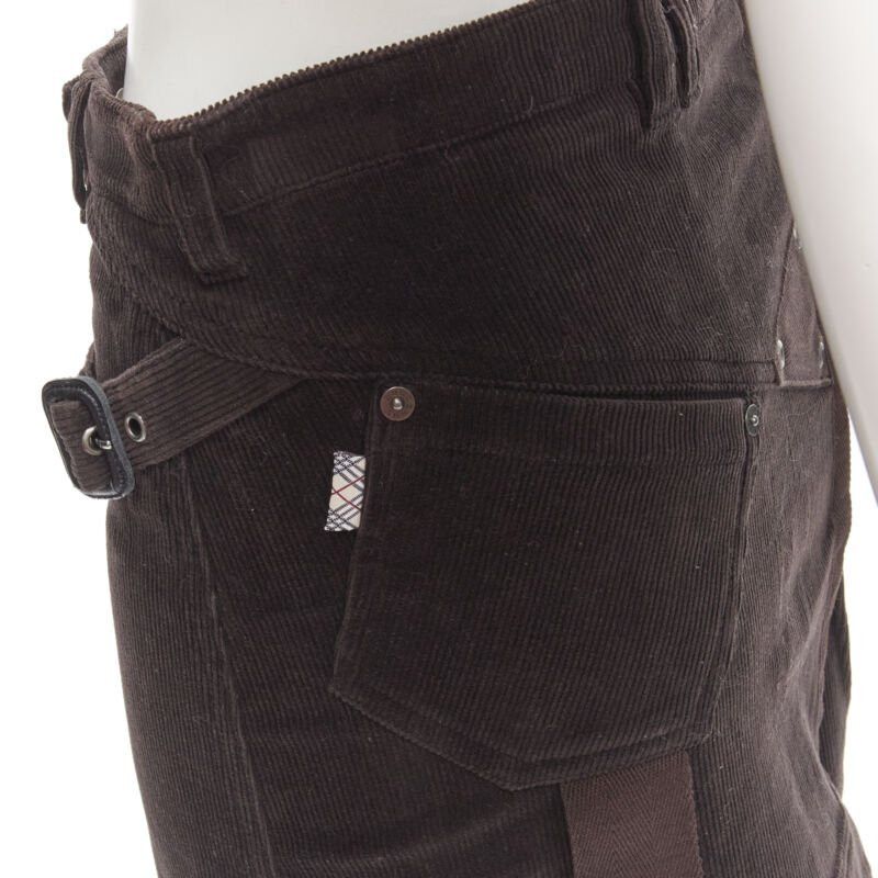 Burberry BURBERRY LONDON brown corduroy deconstructed trench mini skirt UK6 US4 S Size 26" / US 2 / IT 38 - 2 Thumbnail