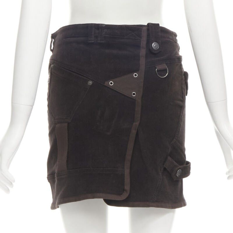 Burberry BURBERRY LONDON brown corduroy deconstructed trench mini skirt UK6 US4 S Size 26" / US 2 / IT 38 - 5 Thumbnail