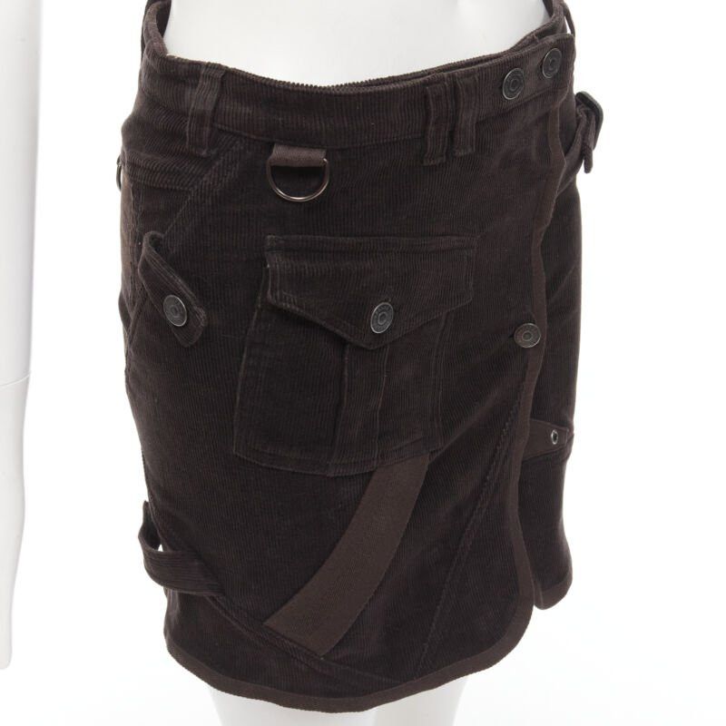 Burberry BURBERRY LONDON brown corduroy deconstructed trench mini skirt UK6 US4 S Size 26" / US 2 / IT 38 - 7 Thumbnail