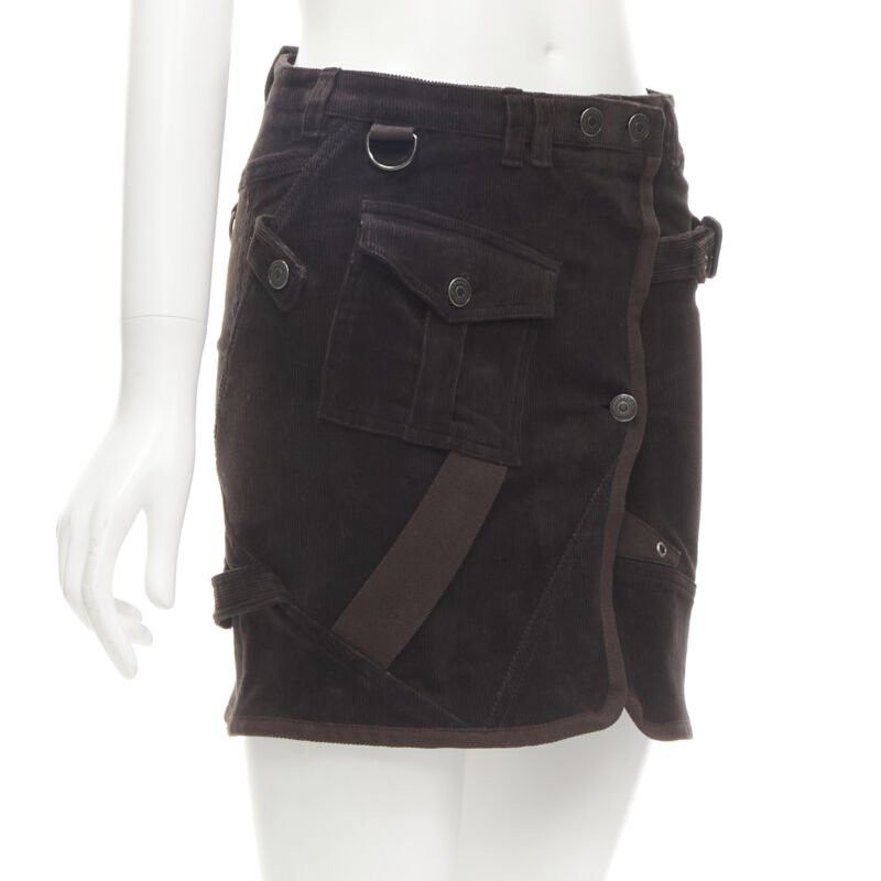 Burberry BURBERRY LONDON brown corduroy deconstructed trench mini skirt UK6 US4 S Size 26" / US 2 / IT 38 - 3 Thumbnail